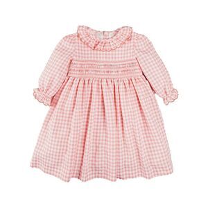 Pepa London Girls  Gingham Smocked Ruffle Collar Dress, Orange